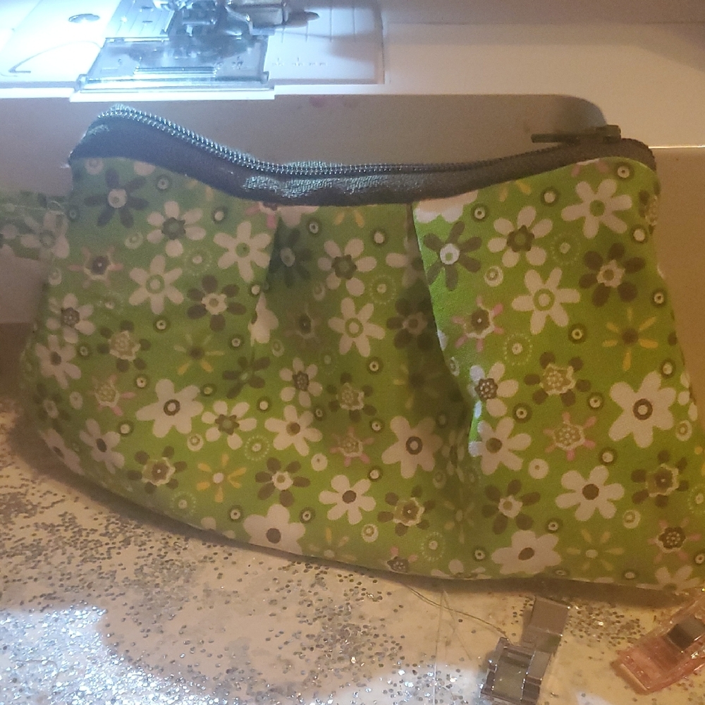 Floral Green Cosmetic Bag